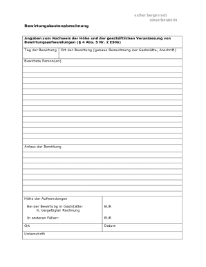 German Business Meal Expense Form