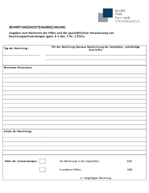 Bewirtungskostenabrechnung Form