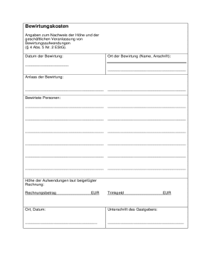 German Business Entertainment Expense Form