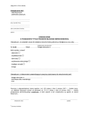 Oświadczenie o posiadanym tytule prawym nieruchomości