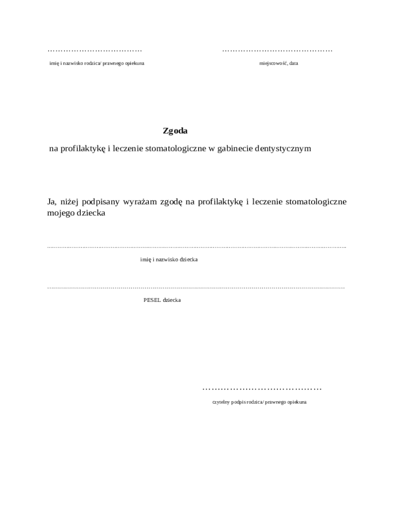 Dental Treatment Consent Form - Blank Fillable Template | Fill Out ...