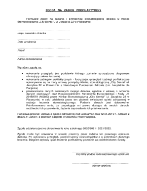 Consent Form for Child Dental Screening