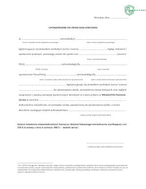Child Care Authorisation Form