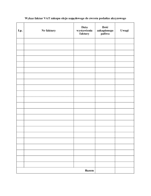 VAT Fuel Oil Purchase Invoice List