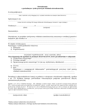 Oświadczenie o posiadanym tytule prawnym władania nieruchomością