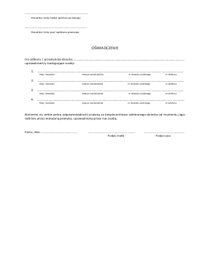 Child Pickup Authorization Form