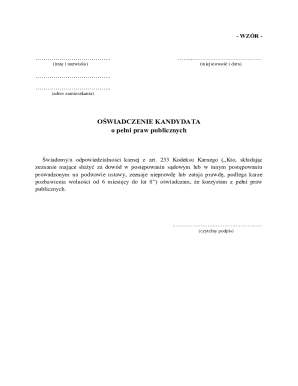 Oświadczenie o pełni praw publicznych