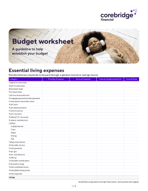 Personal Budget Worksheet