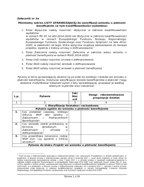 EU Funds Payment Request Checklist