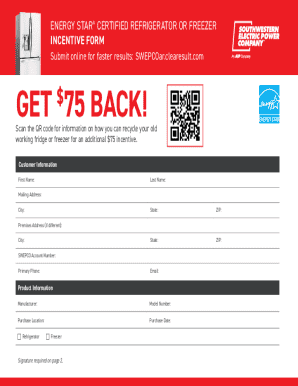 ENERGY STAR Refrigerator or Freezer Incentive Form