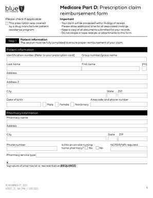 Medicare Part D Prescription Claim Reimbursement Form