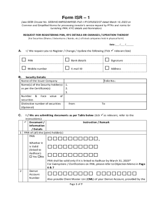 Form ISR-1 for PAN KYC Update
