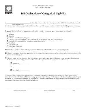 California Self-Declaration of Categorical Eligibility