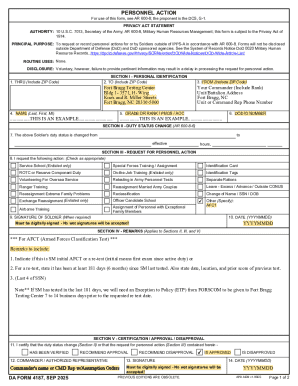 DA Form 4187 Personnel Action