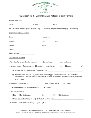 Cat Adoption Application Form