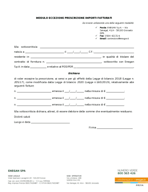 Modulo Eccezione Prescrizione Importi Fatturati