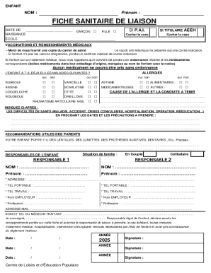 French Child Health Form