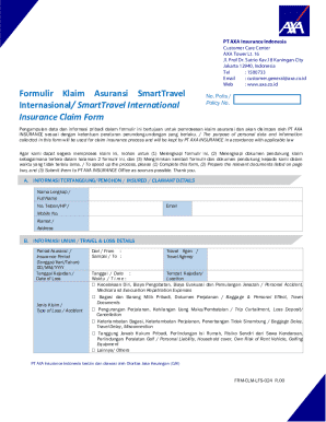 AXA SmartTravel Insurance Claim Form