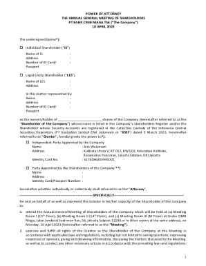 Power of Attorney for Annual General Meeting