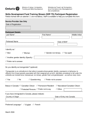 Skills Development Fund Training Stream Participant Registration