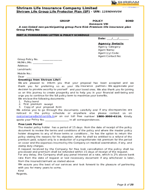 Shriram Life Group Life Protector Plan Policy Bond