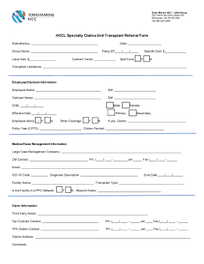 HCCL Transplant Referral Form