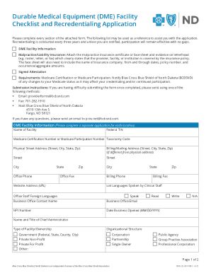 Durable Medical Equipment Facility Application