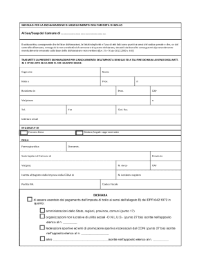 Italian Stamp Duty Exemption Declaration Form