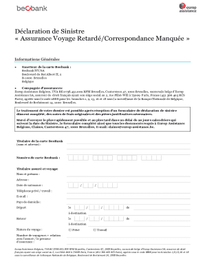 Beobank Travel Delay Claim Form