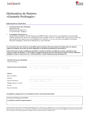 Beobank Extended Warranty Claim Form