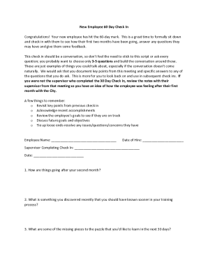 New Employee 60 Day Check In