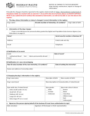 Notice of Change to the Dog Registry