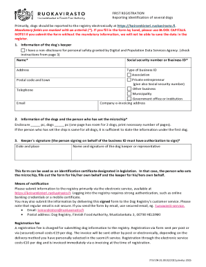 Finnish Dog Registration Form
