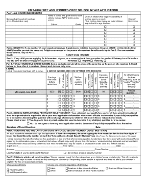 2025-2026 Free and Reduced-Price School Meals Application