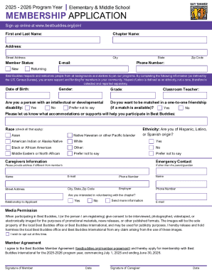 2025-2026 Best Buddies Membership Application
