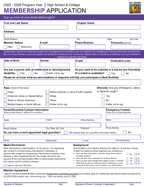 Best Buddies High School & College Membership Application