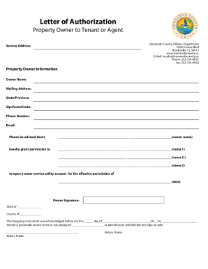 Letter of Authorization for Utility Service