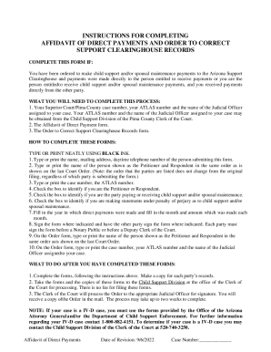 Arizona Affidavit of Direct Payments