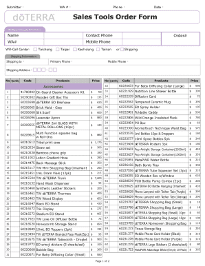 Sales Tools Order Form