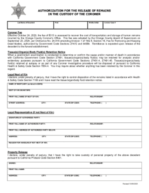 Authorization for Release of Remains