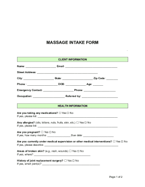 Massage Intake Form