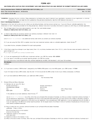Form ADV Investment Adviser Registration