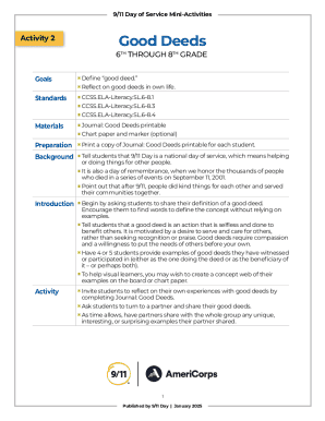 9/11 Day Good Deeds Journal