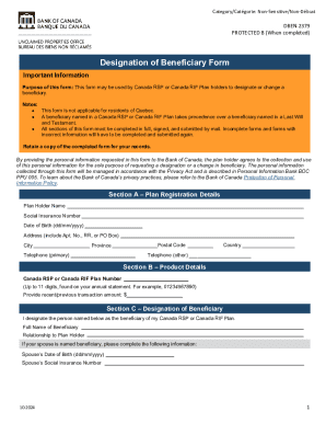 Canada RSP or RIF Beneficiary Designation Form