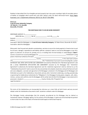 Florida Mortgage Deed to Secure Bond Indemnity