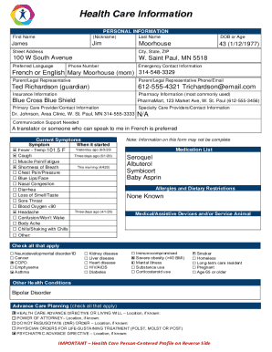 Health Care Information Form