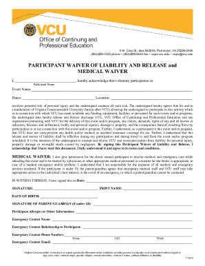 Participant Waiver of Liability and Release