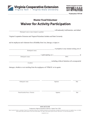 Master Food Volunteer Waiver
