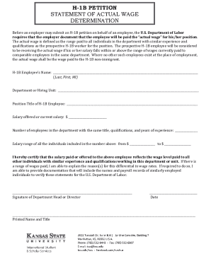 H-1B Petition Statement of Actual Wage Determination