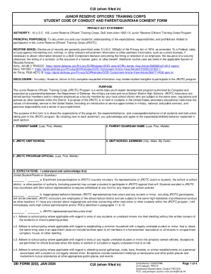 JROTC Student Code of Conduct and Parent Consent Form